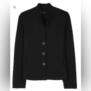 EILEEN FISHER BLACK PORCINI LUCK RIPPLE TEXTURE SHAPED JACKET Black Size Medium